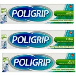 Poligrip Ultra Denture Fixative Cream 40ml x 3-pack