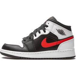 Jordan 1 Mid GS - White/Black/Chile Red