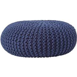 Homescapes Grand Rond Tressé En Tricot Bleu Marine Pouf