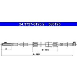 ATE 24.3727-0125.2 Câble De Frein 1628 Volkswagen Passat B3/B4 Break