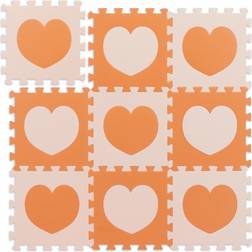 Relaxdays Tapis de sol puzzle bébé éveil, motif cour, 18 pièces, mousse sans polluants, lxp: 91,5 x 91,5cm, orange/beige