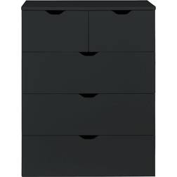 Basix 5 Tiroirs Noir Mat L80 x P40 x H101 cm Commode