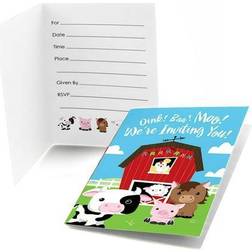 Big Dot of Happiness Farm Animals Fill In Baby Shower 8 Count
