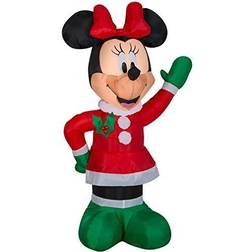 Gemmy 3.5' Airblown Inflatable Minnie in Winter Outfit w/Red Bow