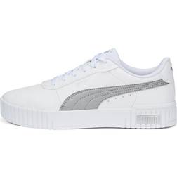 Puma Carina 2.0 Space Metallics Sneakers für Damen Schuhe, Weiß/Silber, Größe: 42.5, Schuhe