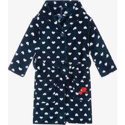 Playshoes girl's heart pattern fleece blue dressing gown. 11-12yrs