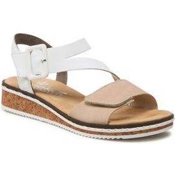 Rieker Sandaler Med Rem - Nude/Hvid