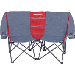 Sunnyfeel outdoor portable double loveseat camping chair with cup holders, red