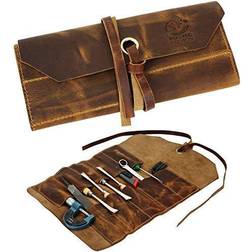 Leather tool roll up pouch leather tool wrench roll chisel bag by