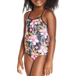 Hurley Girls' One-Piece Swimsuit Black/Hyper Pink 10/12