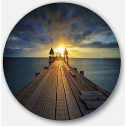 Design Art 'Illuminated Wooden Bridge Sunlight' Photographic Print on Notice Board