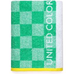 Benetton Serviette de plage enfant 70X140CM 450GSM 100% coton vert à carreaux enfants