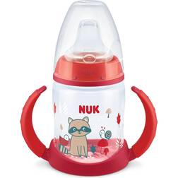 Nuk First Choice Botella de aprendizaje de 6 a 18 meses, 150 ml, indicador de control de temperatura, a prueba de fugas, con asas ergonómicas, sin BPA, color rojo