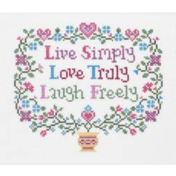 Michel Design Works Janlynn Counted Cross Stitch Kit 8"X7"-Live, Laugh, Love 14 Count