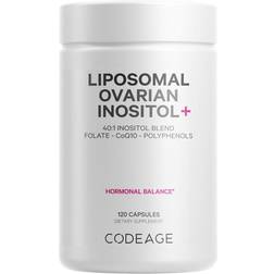 Codeage Liposomal Ovarian Inositol + Supplement, Folate & CoQ10 Phytosome, Hormonal 120