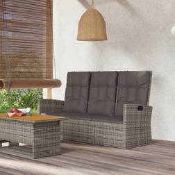 vidaXL Panca Reclinabile Con Cuscini 173 cm Polyrattan Grigio Panchina da Giardino