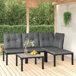 vidaXL Loungegrupp 5 Delar Konstrotting Svart Och Grå Loungeset