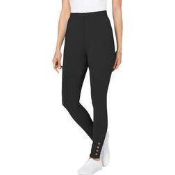 Woman Within Snap Trim Legging Plus Size - Black