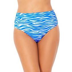 Swimsuits For All Shirred Swim Brief Plus Size - Blue Animal