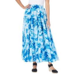 Woman Within Pull-On Elastic Waist Crinkle Printed Skirt - Bright Cobalt Pretty Tie Dye