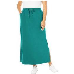 Woman Within Sport Knit Side Slit Skirt - Waterfall