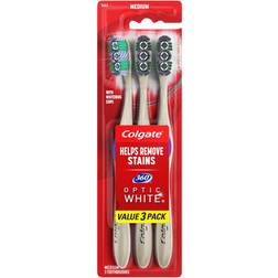 Colgate 360 Optic White Whitening Manual Toothbrush Medium 3-pack