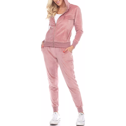 White Mark Women's Velour Tracksuit Set - Pink