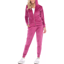 White Mark Women's Velour Tracksuit Set - Fuchsia