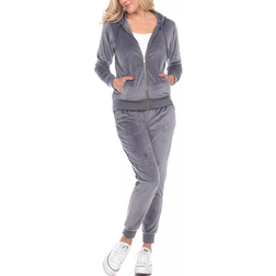 White Mark Women's Velour Tracksuit Set - Charcoal