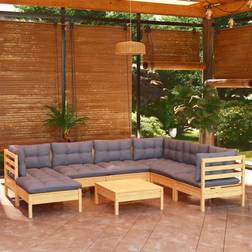 vidaXL Divani Giardino 8 pz Con Cuscini Grigi Massello di Pinocod MXL 94044 Set da Lounge da Esterno