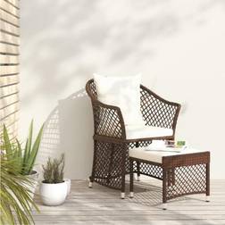 vidaXL Garten-Lounge-Set mit Kissen Braun Poly Rattan 2-tlg Lounge-Set