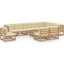 vidaXL Set muebles jardín 11 pzs cojines madera pino marrón miel Conjunto de Sala de Exterior