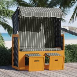 vidaXL Strandkorb mit Dach Poly Rattan und Massivholz