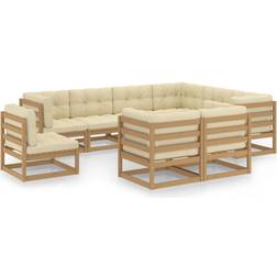 vidaXL 9-tlg Garten-Lounge-Set mit Kissen Honigbraun Lounge-Set