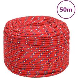 vidaXL Corde de Bateau Corde de Levage Câble d'Amarrage Ancrage Navire Lignes de Gréement Corde à Linge Rouge 6 mm 50 m Polypropylène