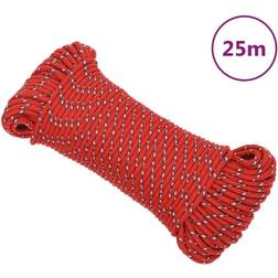 vidaXL Corde de Bateau Corde de Levage Câble d'Amarrage Ancrage Navire Lignes de Gréement Corde à Linge Rouge 4 mm 25 m Polypropylène