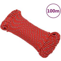 vidaXL Corde de Bateau Corde de Levage Câble d'Amarrage Ancrage Navire Lignes de Gréement Corde à Linge Rouge 4 mm 100 m Polypropylène