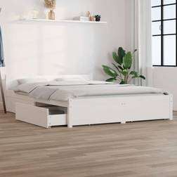 vidaXL Estructura De Cama Con Cajones Doble Blanco 135x190 cm