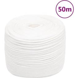 vidaXL Corde de Bateau Corde de Levage Câble d'Amarrage Ancrage Navire Lignes de Gréement Corde à Linge Blanc Complet 10 mm 50 m Polypropylène