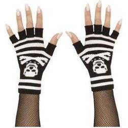 Widmann Totenkopf-Handschuhe fingerlos Gothic schwarz-weiss