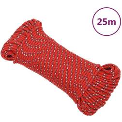 vidaXL Corde de Bateau Corde de Levage Câble d'Amarrage Ancrage Navire Lignes de Gréement Corde à Linge Rouge 3 mm 25 m Polypropylène