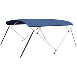 vidaXL Auvent Bimini à 4 Arceaux Auvent de Bateau Couverture de Bateau Abri de Bateau Résistant aux UV Extérieur Bleu Marine 243x(230-244)x137 cm