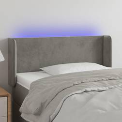 vidaXL Con Led De Terciopelo Gris Claro 93x16x78/88 cm Cabecero