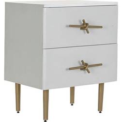 Dkd Home Decor Nightstand White Lasso Iron Mango wood Bedside Table