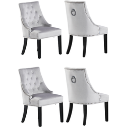 Ensemble 4 Gris Clair Chaise de Cuisine 2pcs