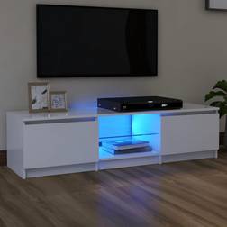 vidaXL Avec Lumières LED Blanc 140x40x35.5 cm Meuble TV