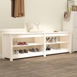 vidaXL Skobenk Hvit 160 x 36,5 x 50 cm Heltre Furu Skohylle