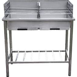 Garten Edelstahl-Grilltisch - Edelstahl - Outdoor Verstellbar 100x50,5x87cm