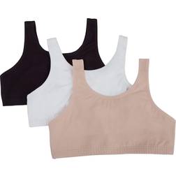 Fruit of the Loom Fruit of the Loom Girls' Cotton Built-up Sport Bra, White/Black Hue/Sand