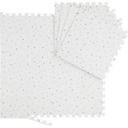 Relaxdays Tappeto Puzzle in 8 parti, in Gommapiuma eva, Privo di Sostanze Nocive, Motivo Stelle e Pois, Bianco/ Grigio